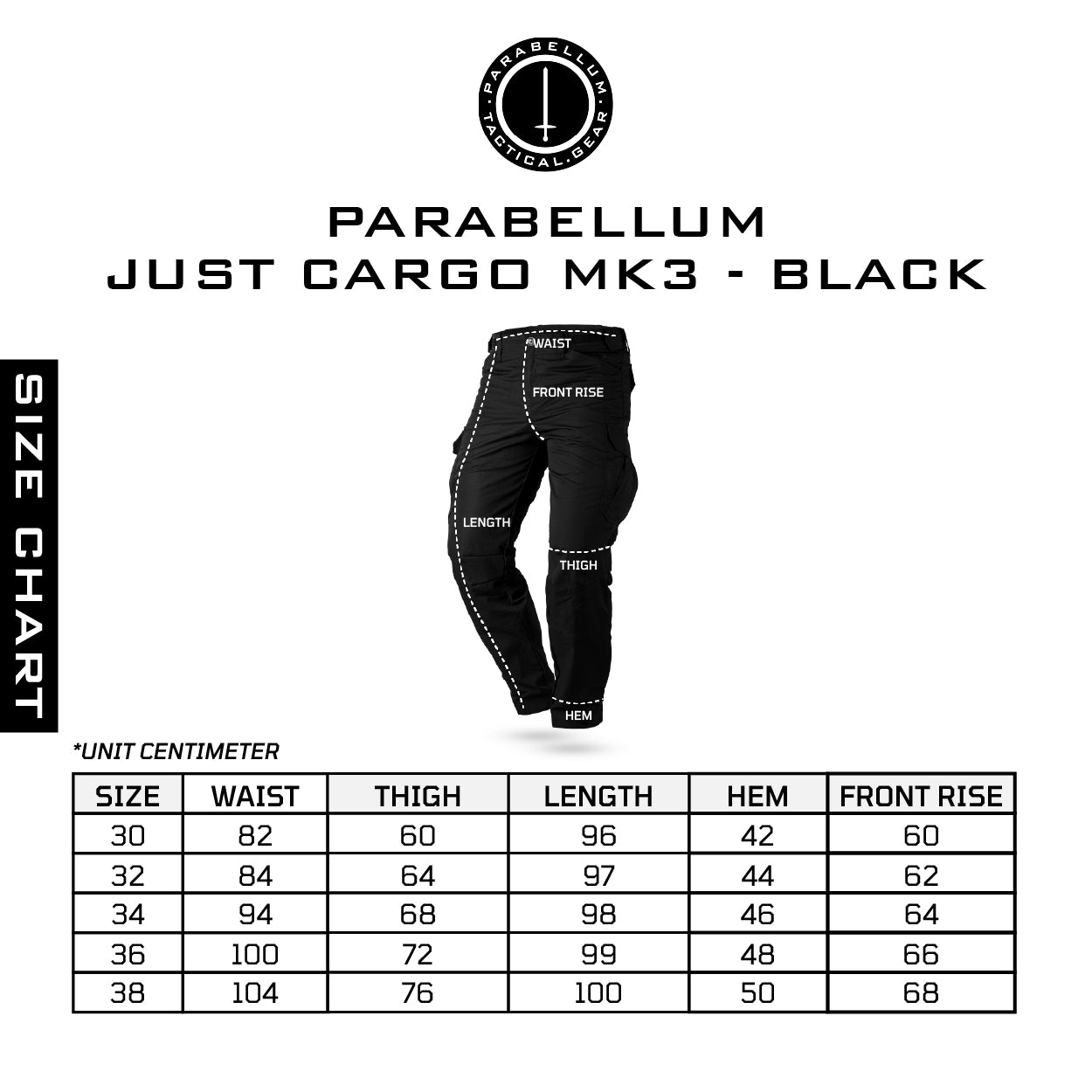 Parabellum® JUST CARGO MK3 Tactical Combat - Black Ripstop